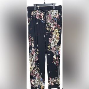 Philosophy Republic Floral Wide Leg Pants Large Black Boho Flowy Palazzo EUC